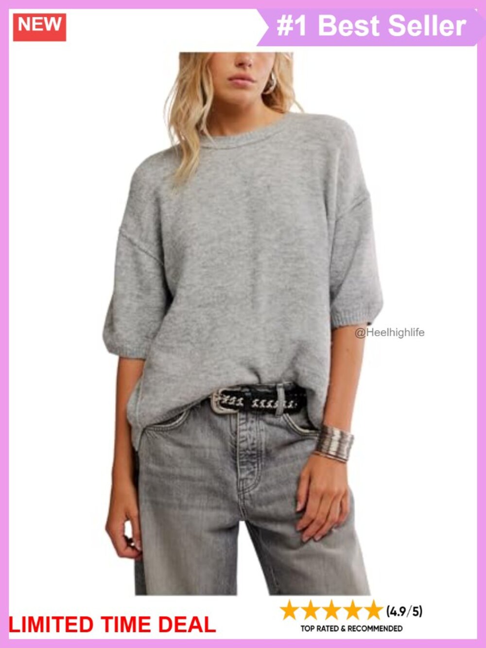 Free People Margot Sweater Tee Oversized Knit Pullover Short Sleeve Crewneck